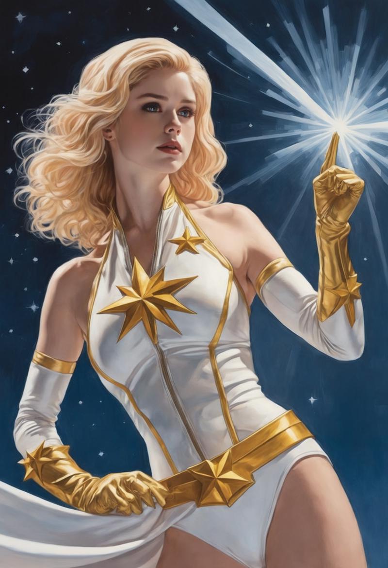 23704-3734610298-erin_moriarty shooting a beam of light out of her hand, starlight_costume, comic book illustration by ( Catherine Hyde ) and Haj.png